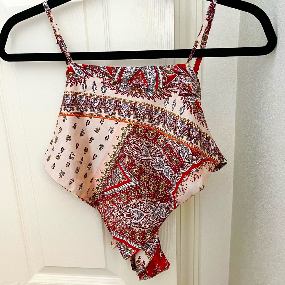 NEW Red and Beige Patterned Bandana Top (XS/S)